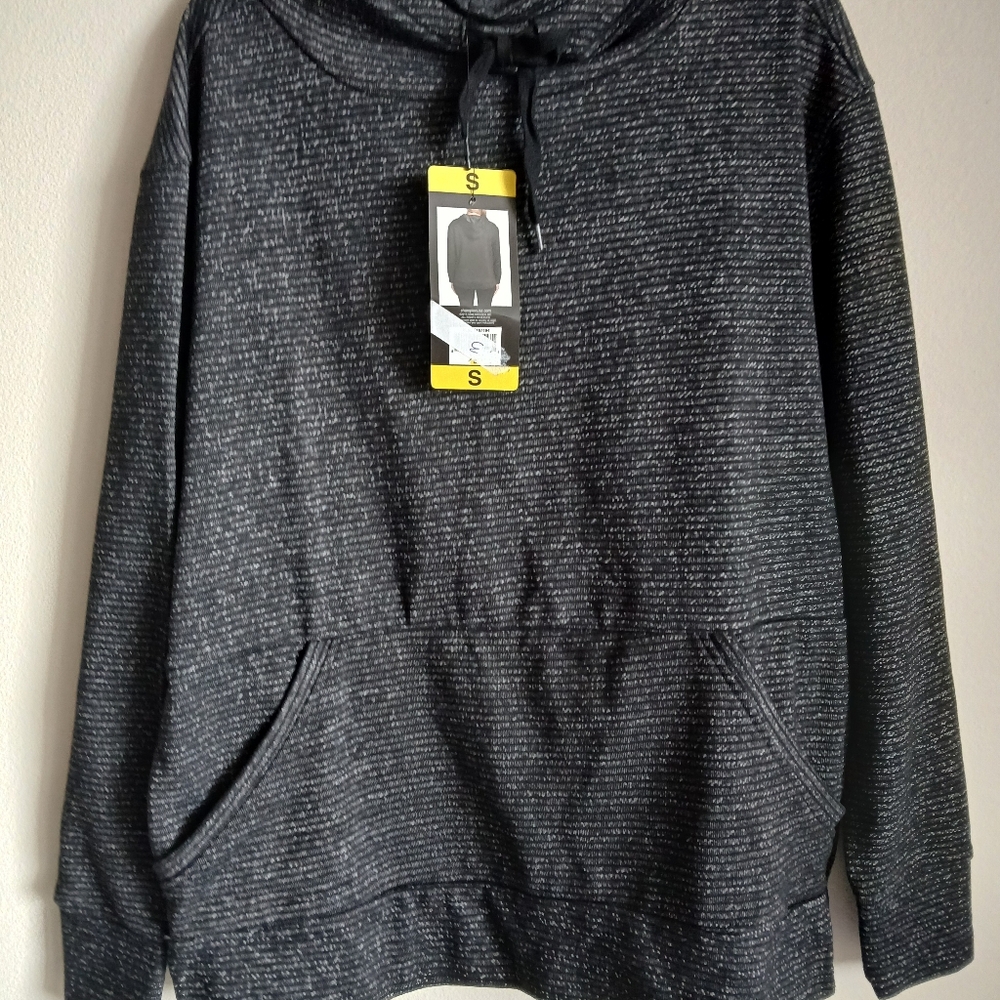 NWT Champion Women's Small Black Fleck Long‎ Sleeve High Neck Hoodie - Picture 2 of 13